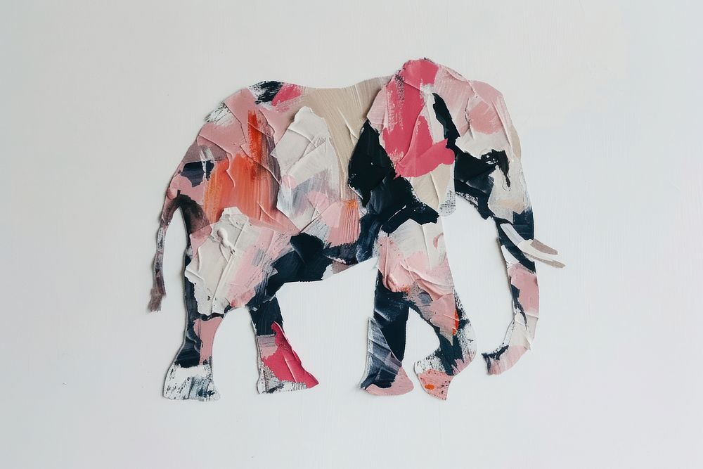 Abstract elephant ripped paper art mammal creativity.