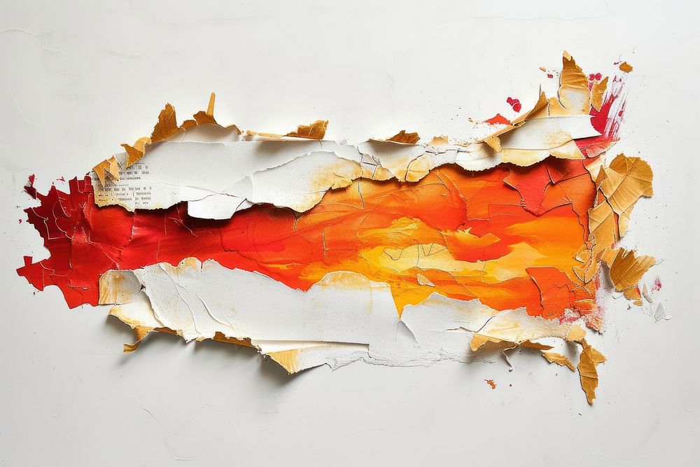 Abstract fire cake ripped paper art painting backgrounds.