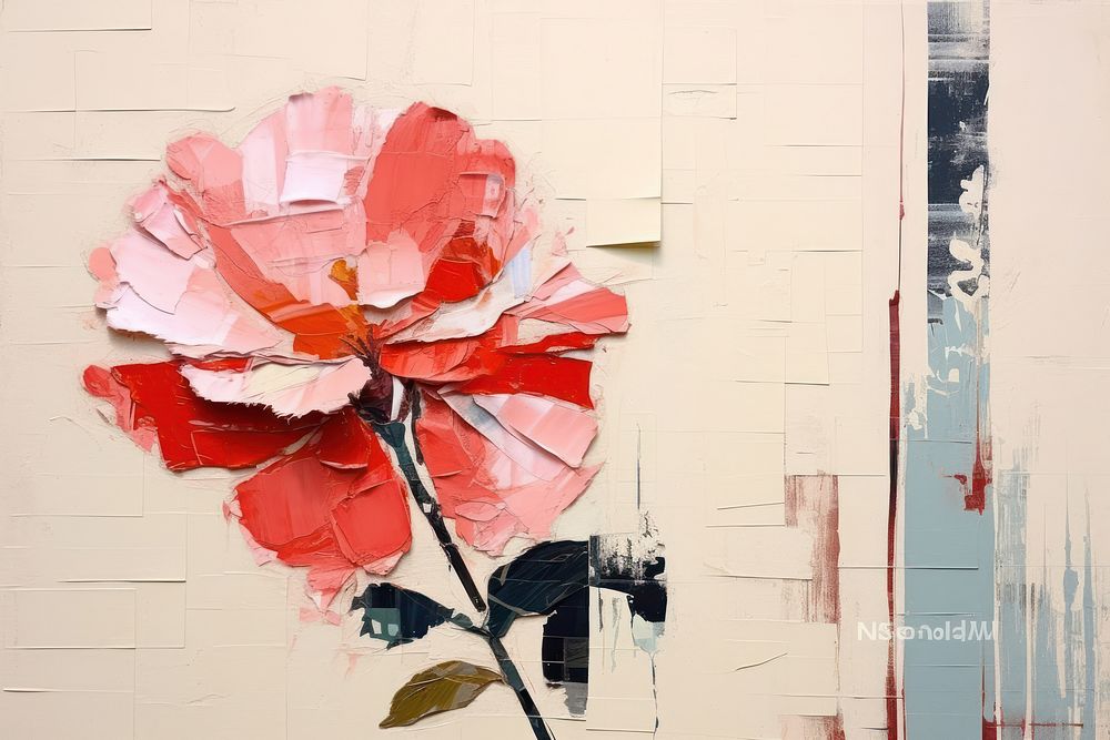 Abstract flower ripped paper art architecture painting.