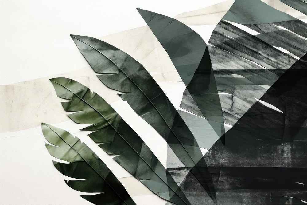 Abstract green tropical leaf ripped paper art plant transportation.