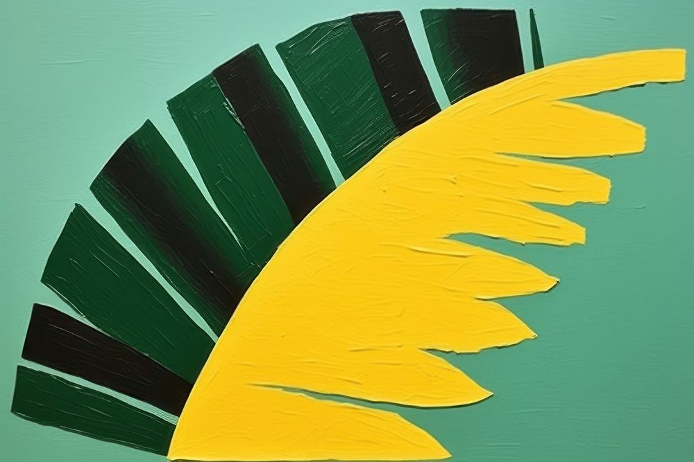 Abstract green tropical leaf ripped paper art sunflower graphics.