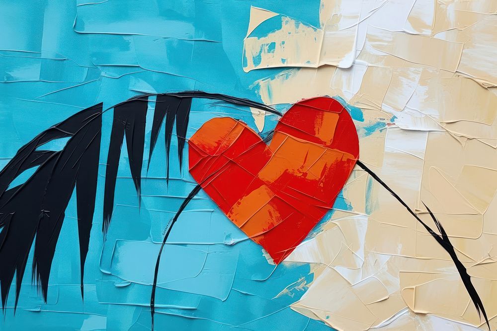 Abstract heart ripped paper backgrounds creativity graffiti.