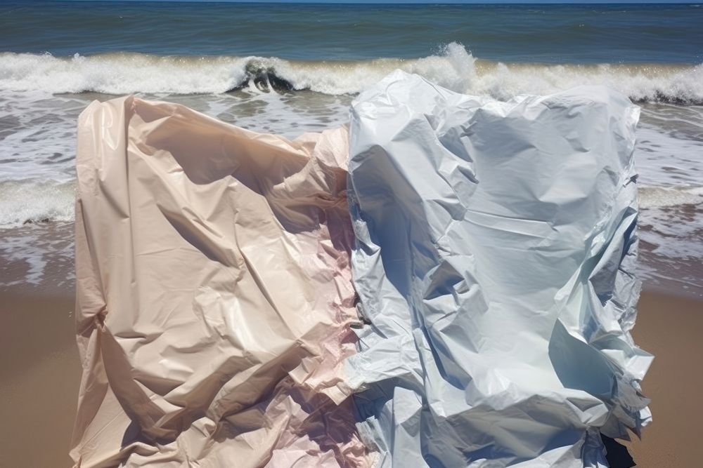 Abstract iridescent beach ripped paper marble effect outdoors nature ocean.