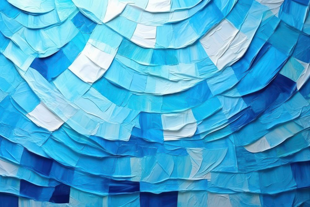 Abstract iridescent blue ripped paper marble effect art backgrounds repetition.
