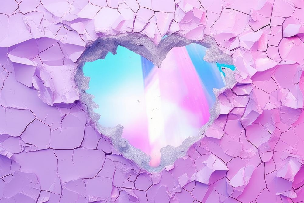 Abstract iridescent heart ripped paper marble effect backgrounds textured cracked.