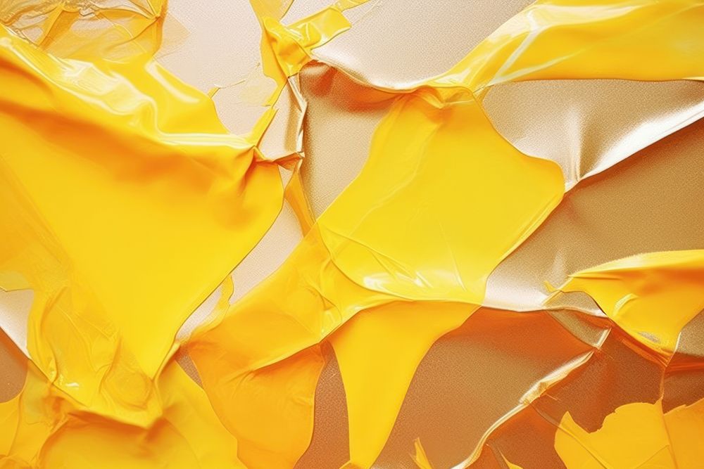 Abstract iridescent yellow ripped paper marble effect backgrounds crumpled pattern.