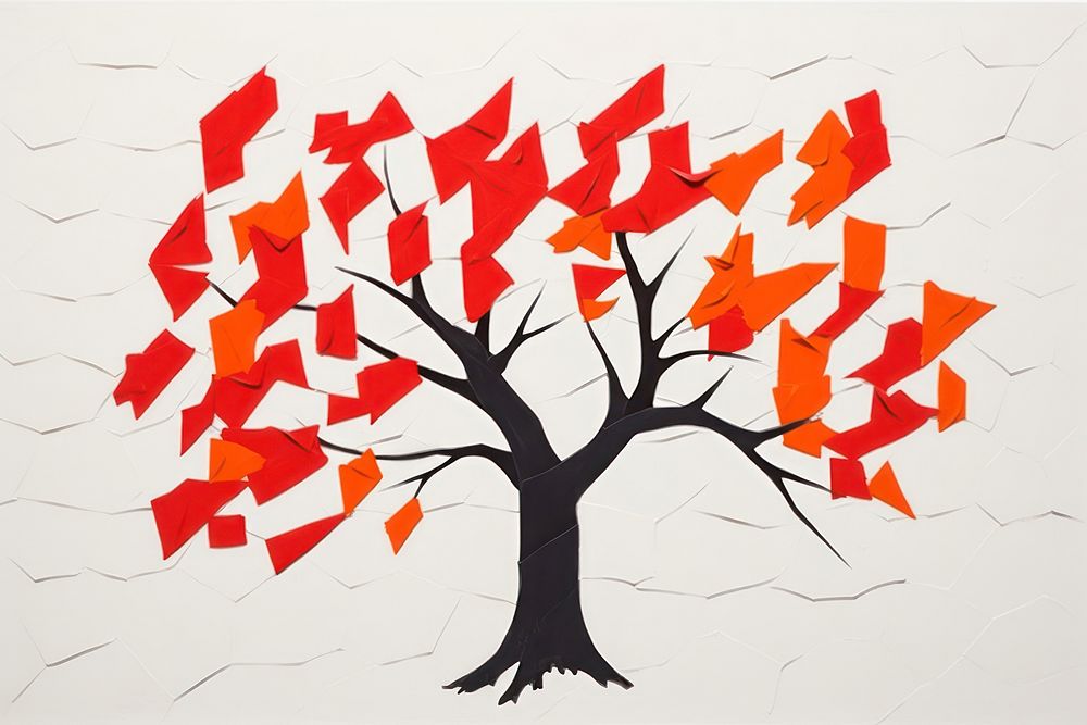 Abstract japanese tree ripped paper art plant maple.