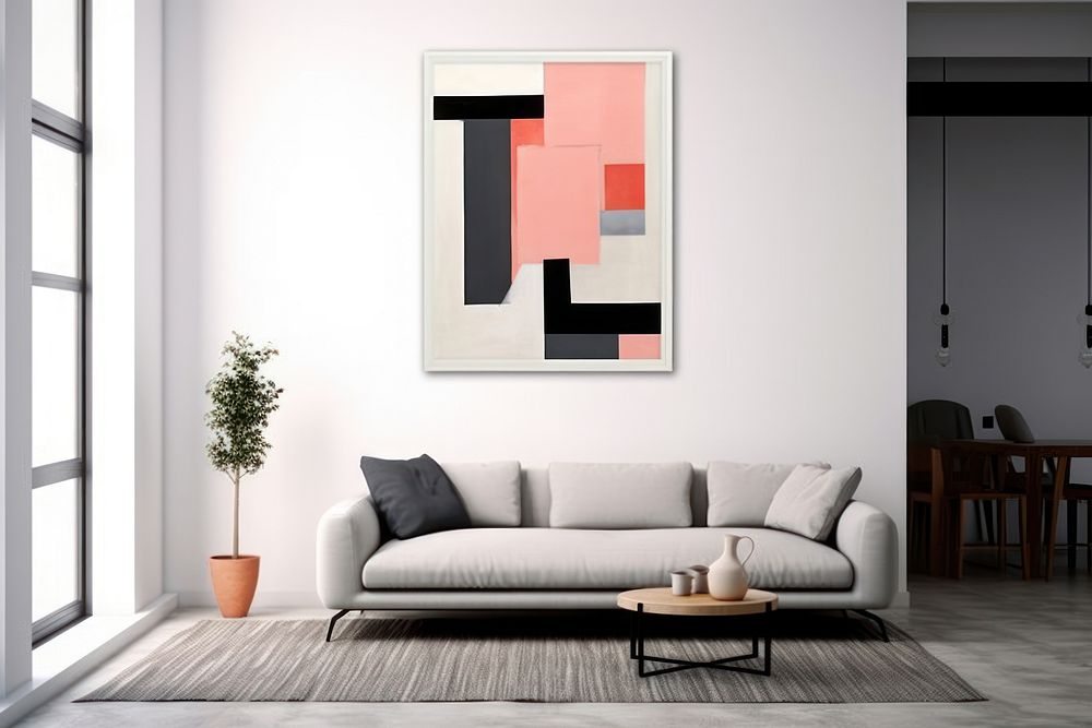 Abstract living room ripped paper art architecture furniture.