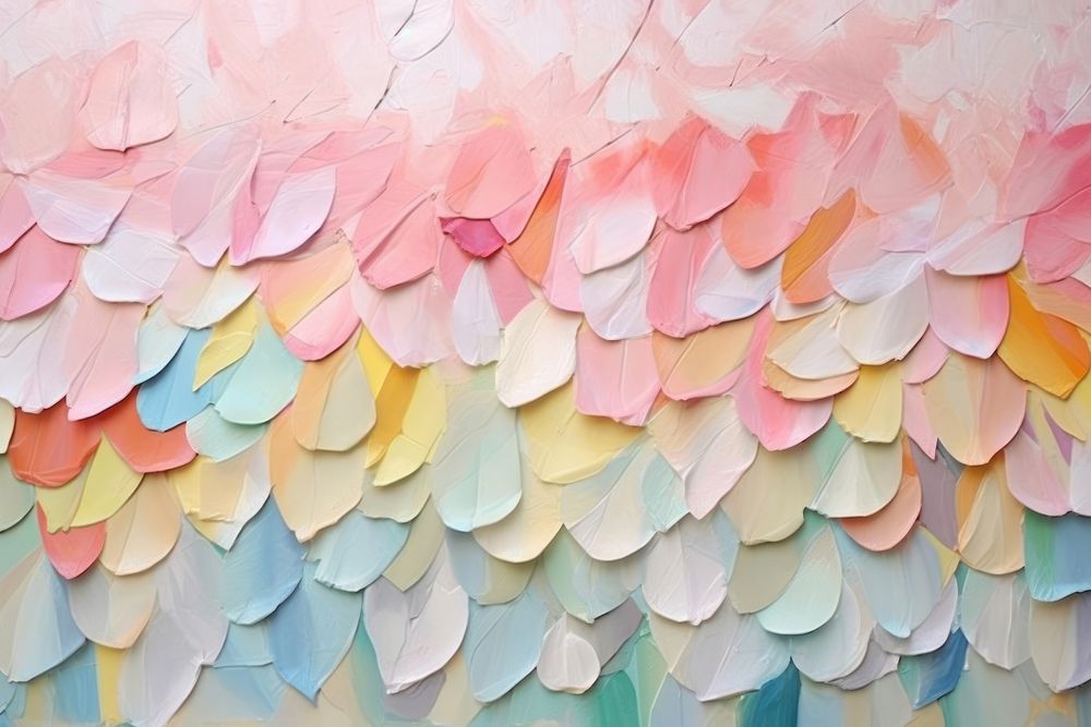 Abstract pastel iridescent flowers ripped paper art petal backgrounds.