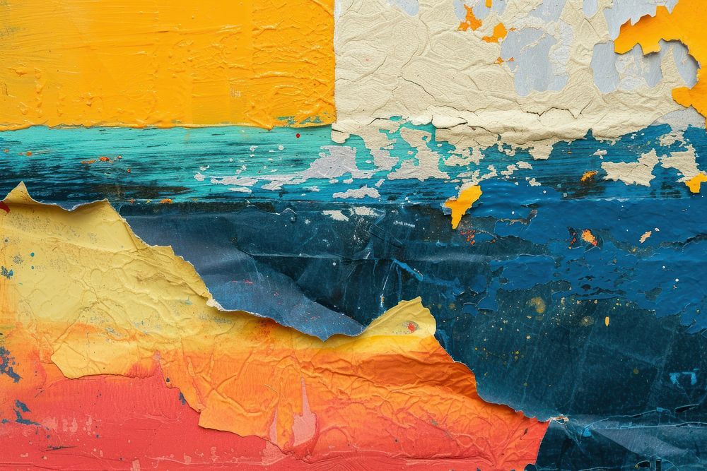 Abstract sea ripped paper art painting backgrounds.