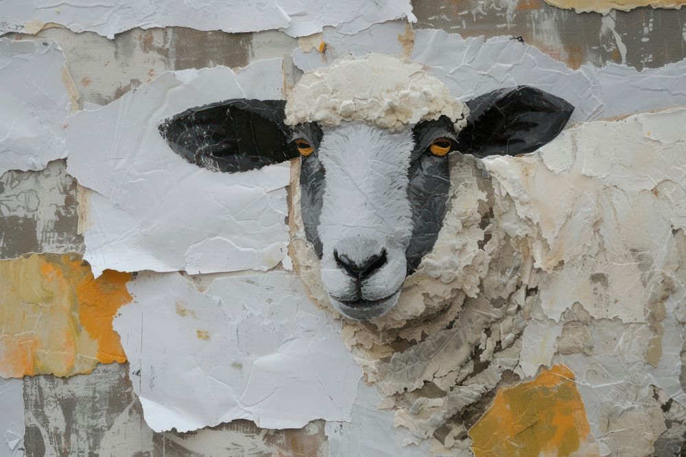 Abstract sheep ripped paper livestock animal mammal.