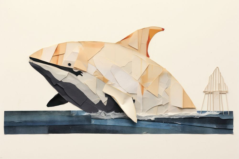 Abstract sydney opera house ripped paper art painting animal.