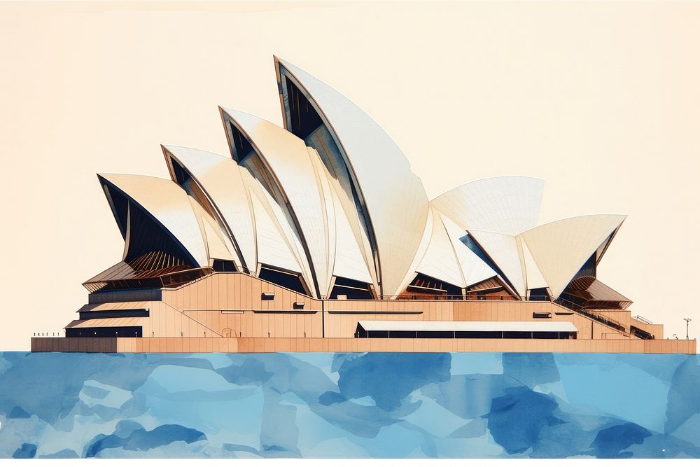 Abstract sydney opera house ripped paper architecture outdoors building.