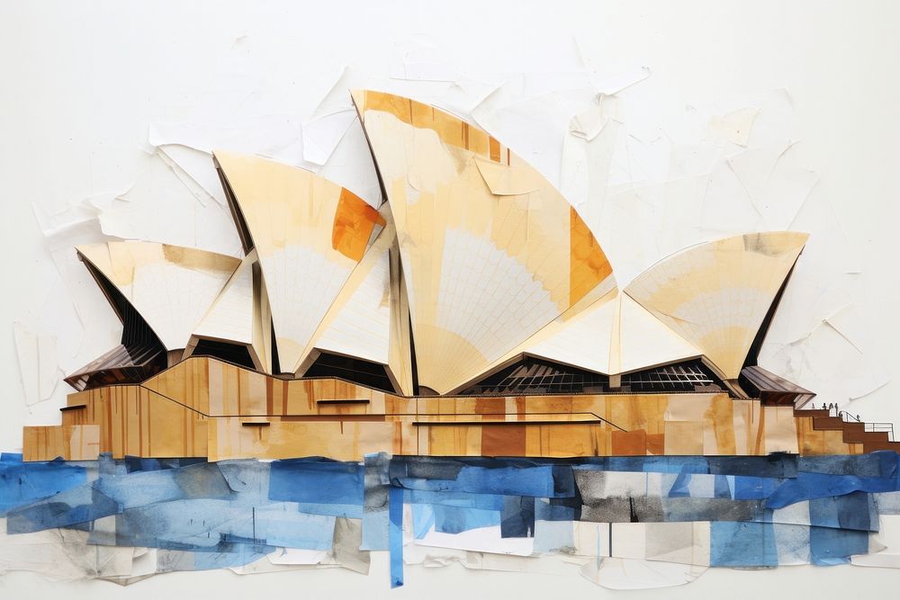 Abstract sydney opera house ripped paper architecture art furniture.