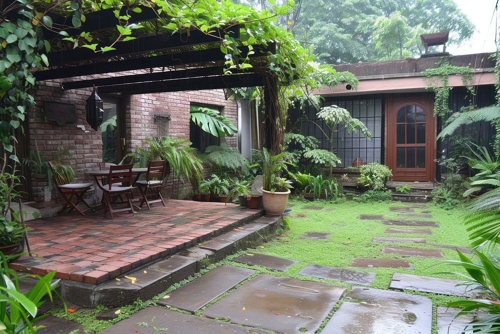 Terrace garden architecture backyard outdoors.