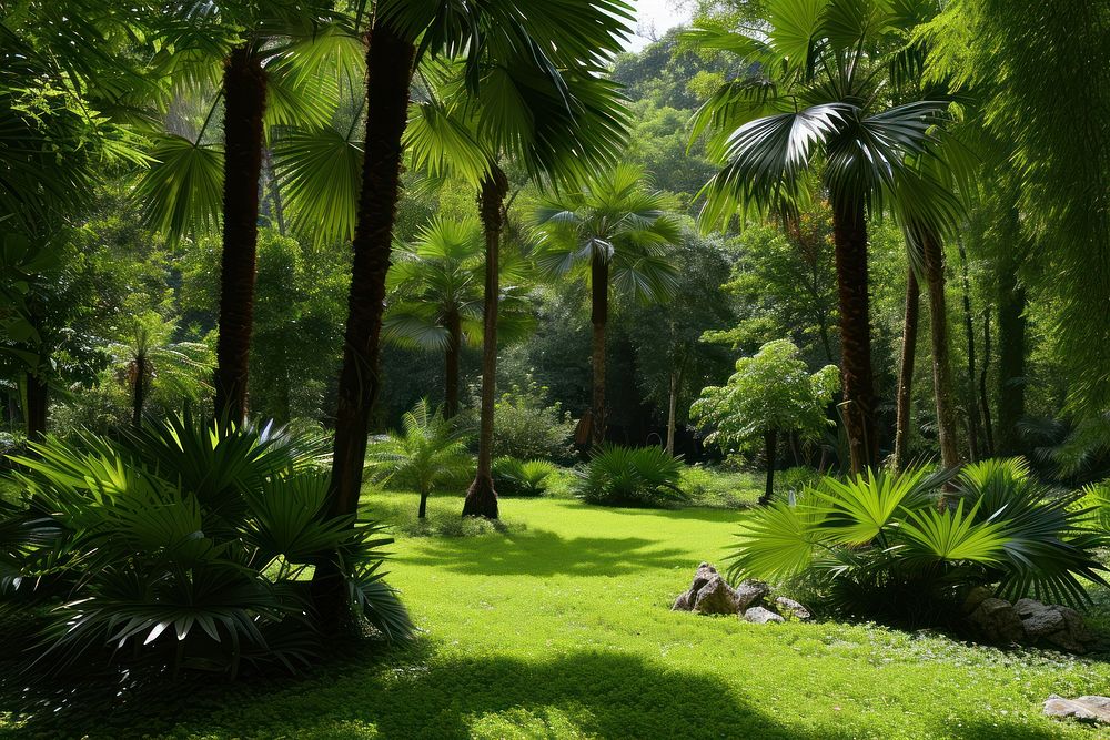Tropical garden vegetation outdoors woodland.