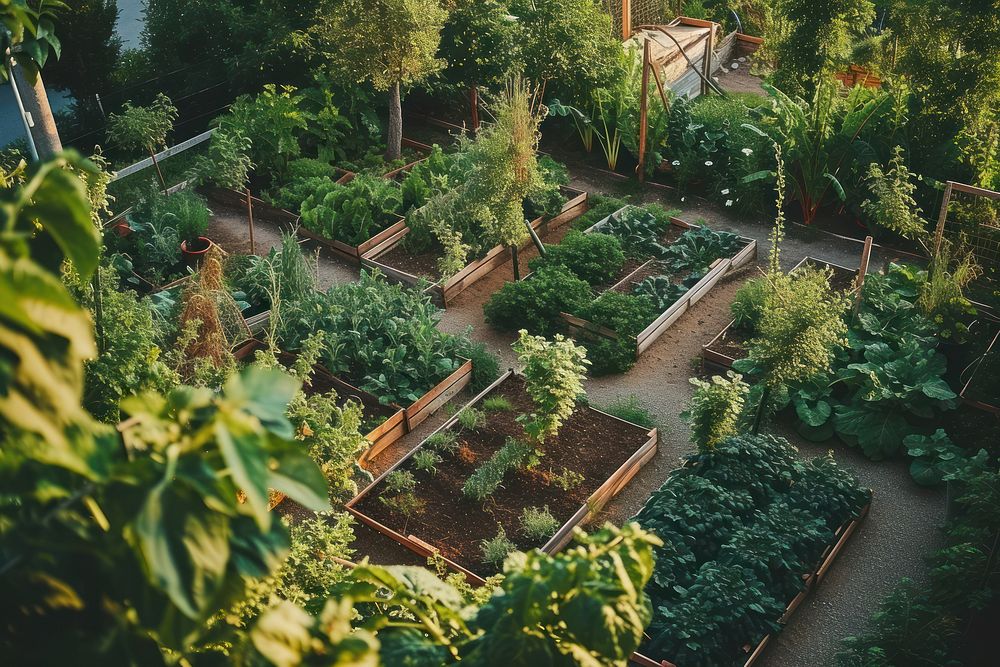 Vegetable garden gardening outdoors backyard.