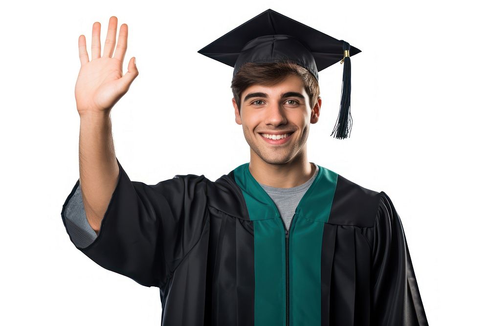 Student graduation smiling hand.