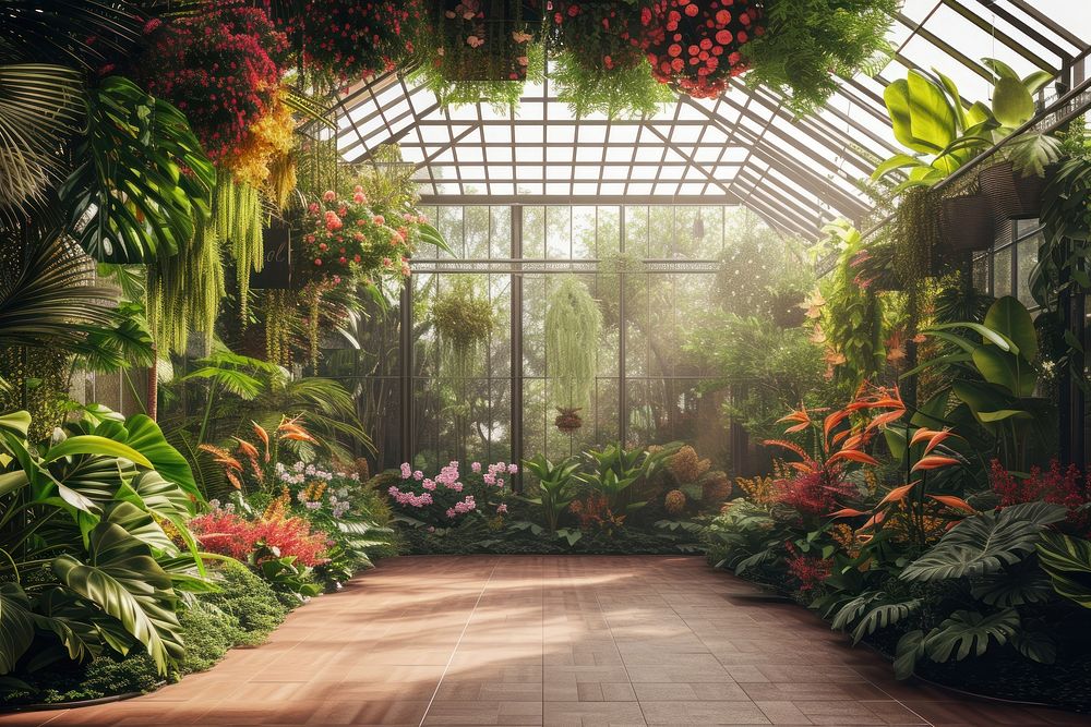 Flower plant city architecture greenhouse gardening outdoors.