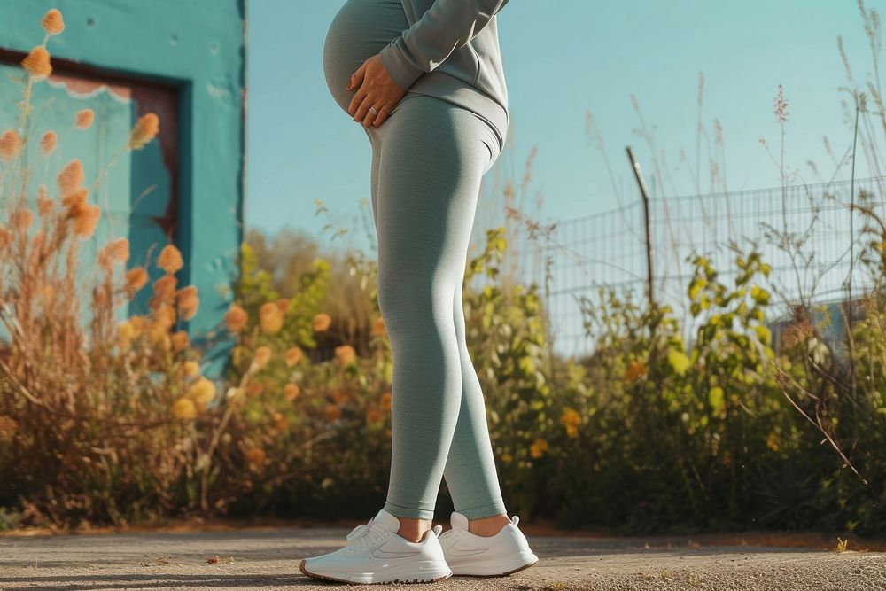 Pregnant woman leggings sports adult.