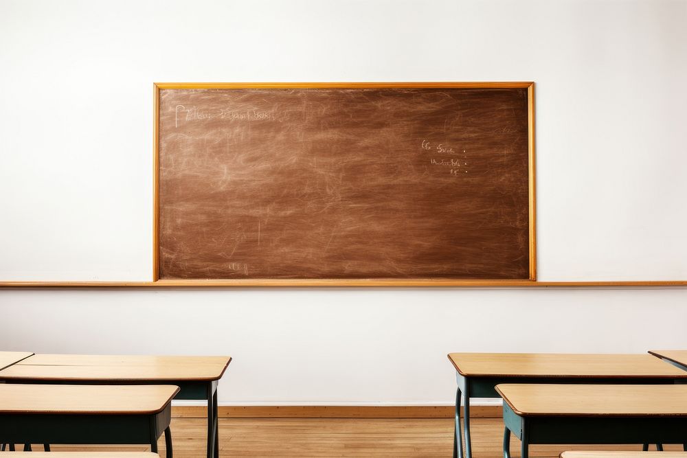An empty classroom architecture blackboard education.