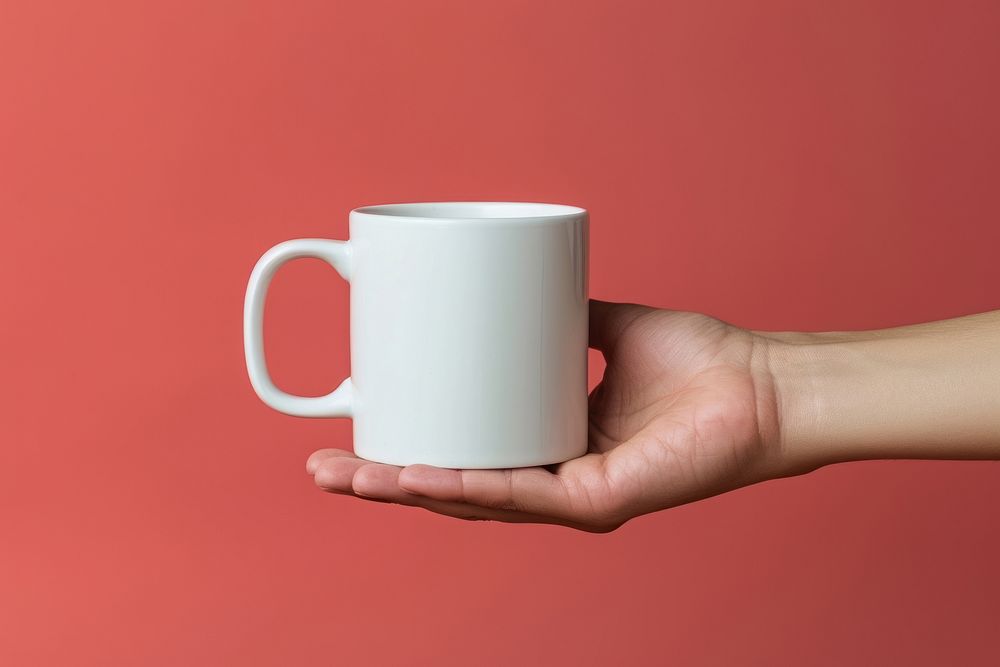 Blank mug  coffee drink hand.