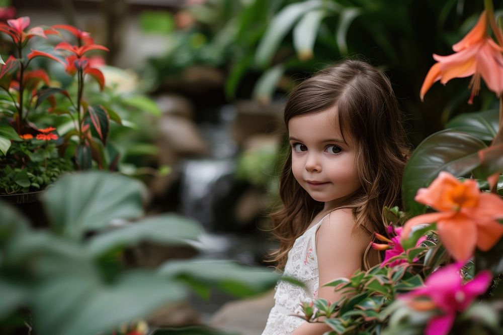 Family kid in small garden photography portrait flower.