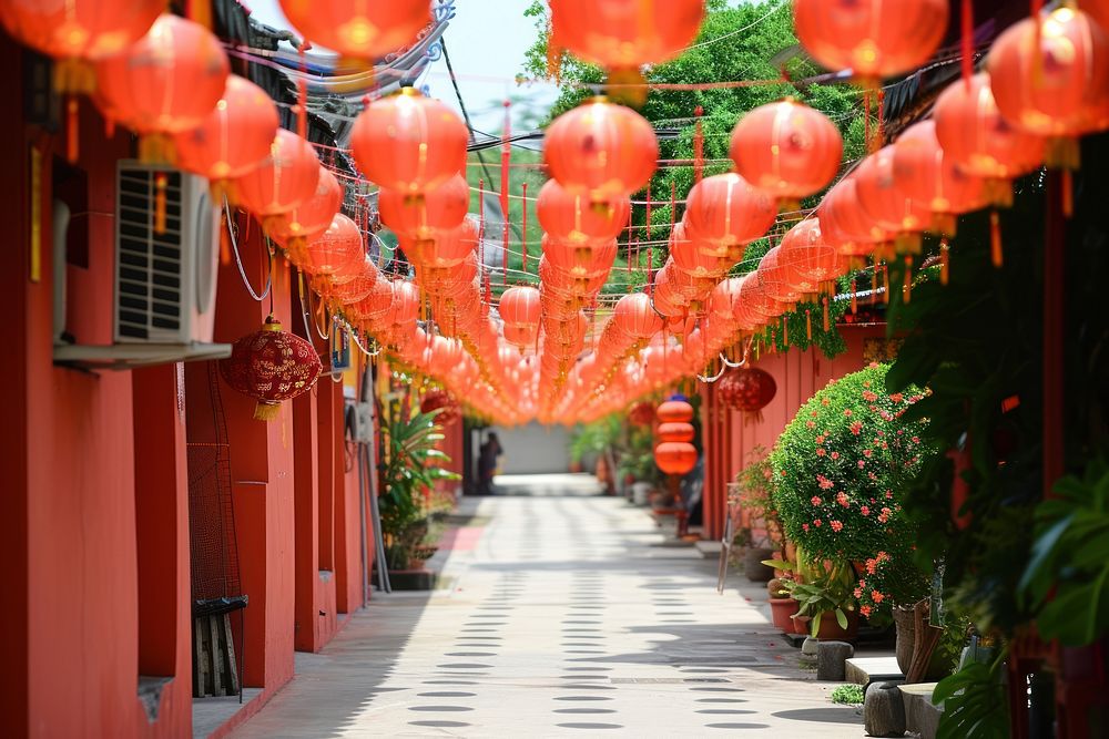 Festive chinese style garden festival street city.