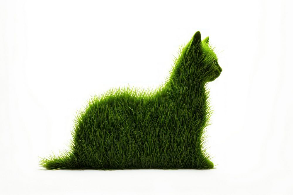Grass cut in cat shape mammal animal plant.