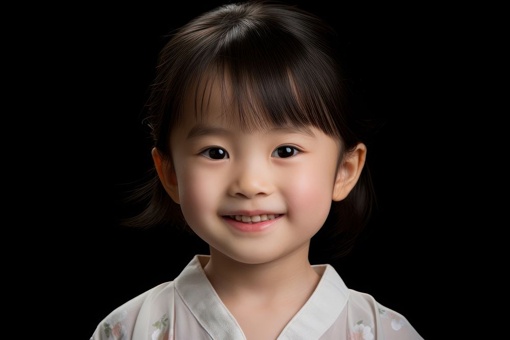 Japanese child portrait smile photo.
