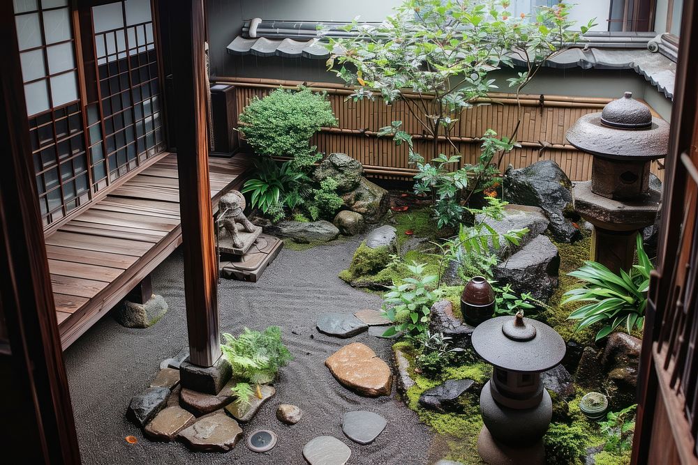 Japanese style garden outdoors backyard nature.