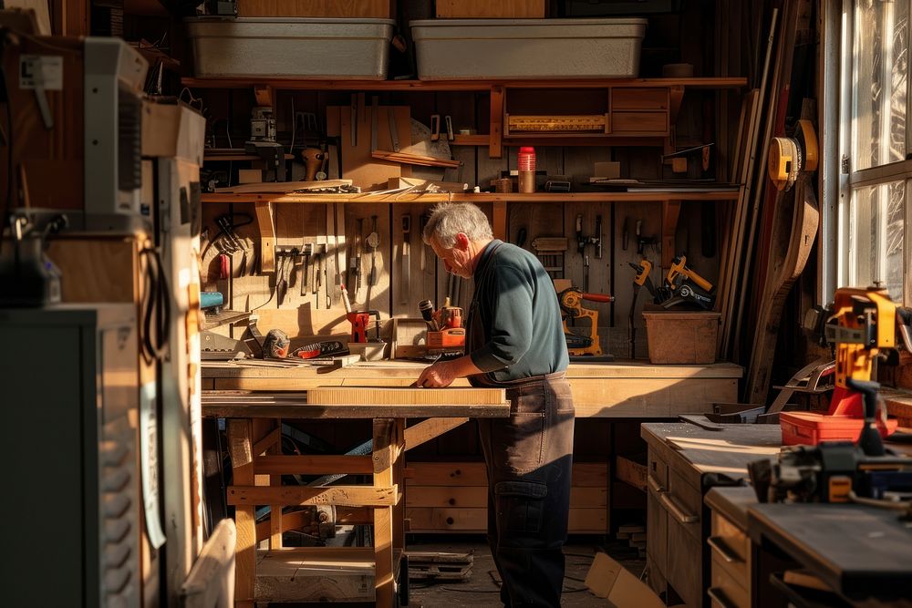 Man doing a woodcraft architecture workshop adult.