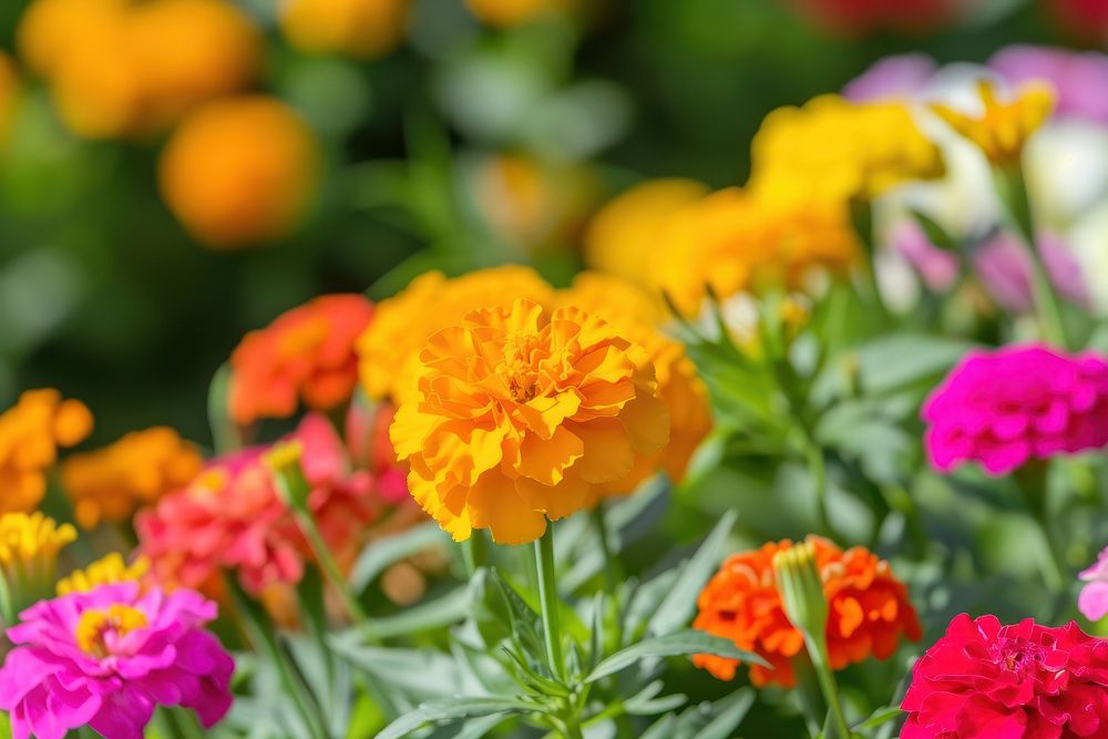 Marigolds garden outdoors flower nature.