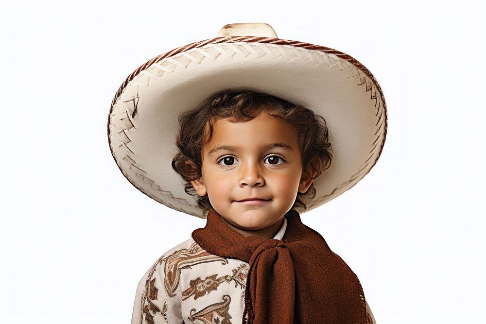Mexican child sombrero baby white background.