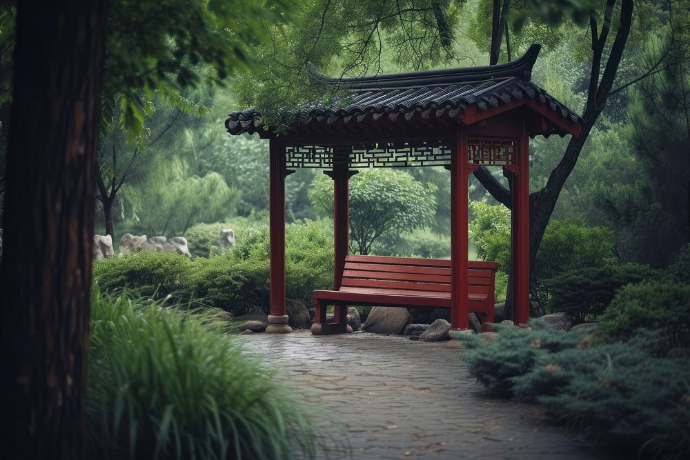 Minimal chinese style garden architecture outdoors building.