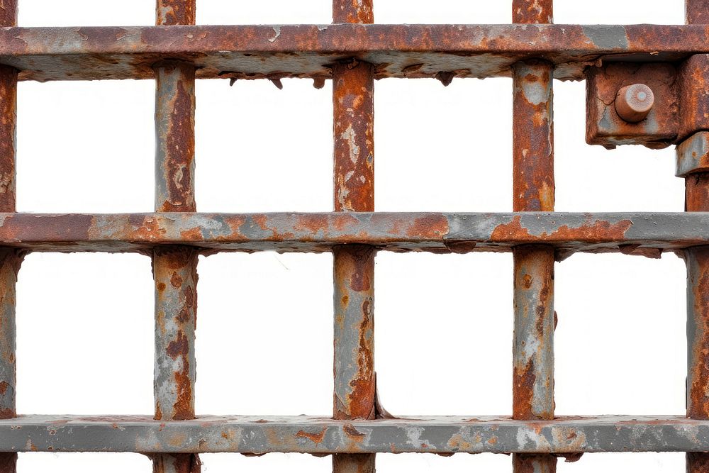 Prison bars backgrounds rust white background.
