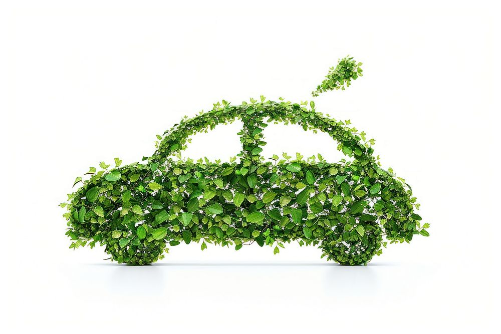 Silhouette of a car made of Plant plant green leaf.