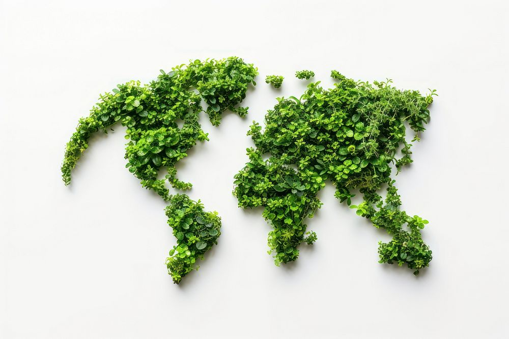 Silhouette of a Earth made of Plant plant green herbs.