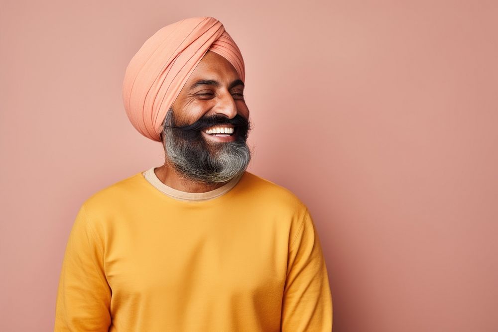 Indian man portrait smiling turban.