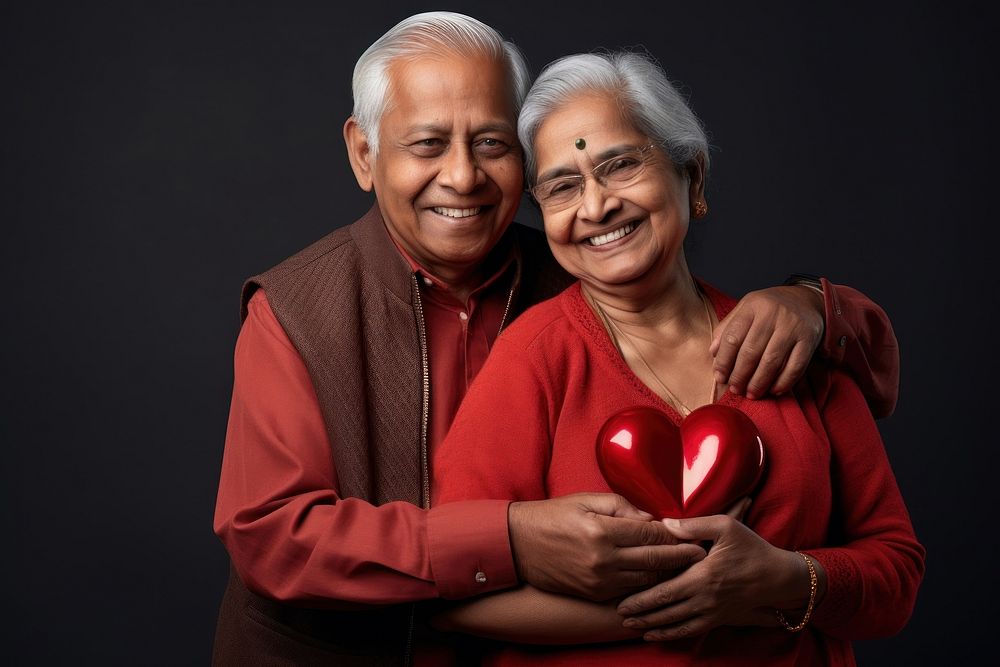 Indian elder couple jewelry adult happy.