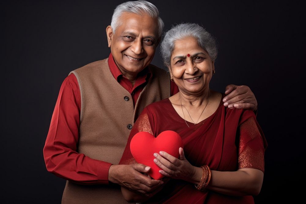 Indian elder couple adult happy love.