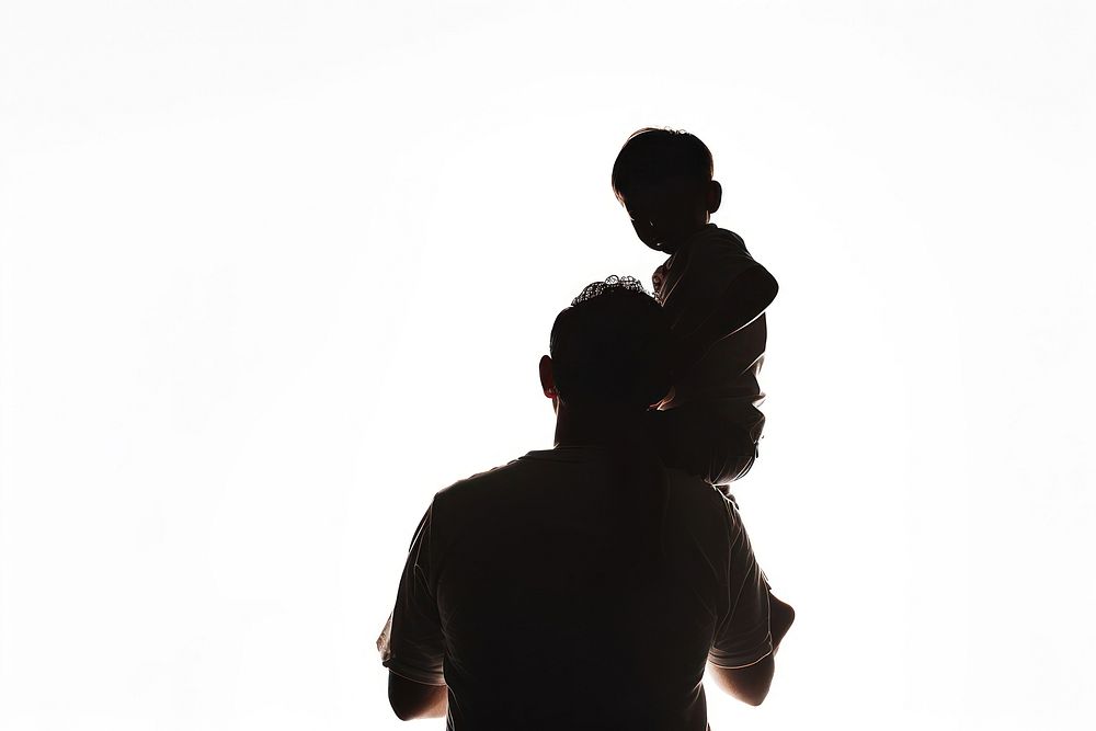Son on father shoulder sillouette backlighting photography silhouette.