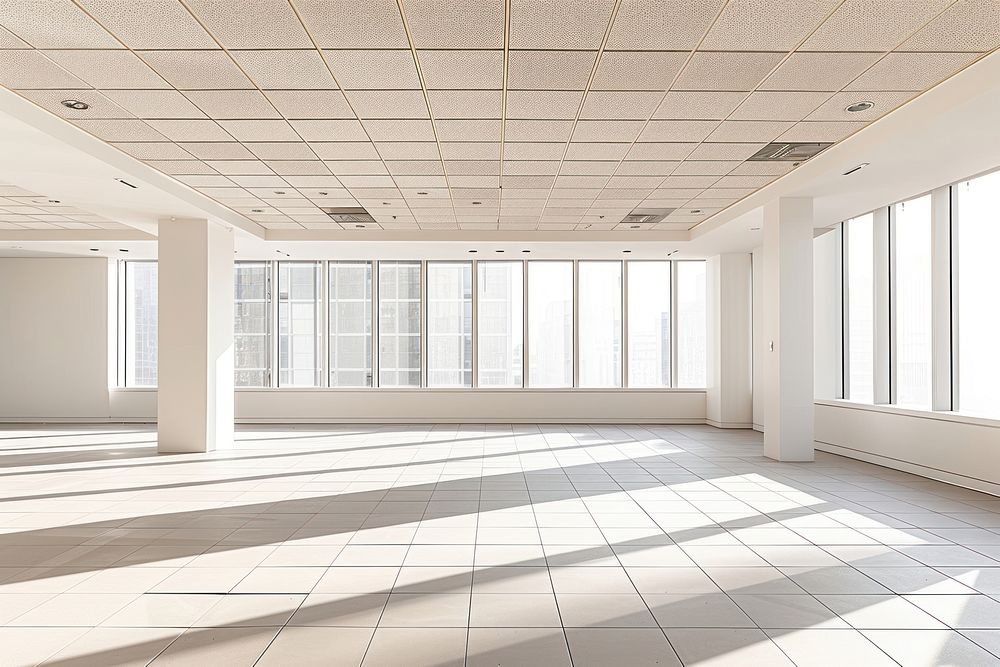 Empty office room flooring architecture headquarters.