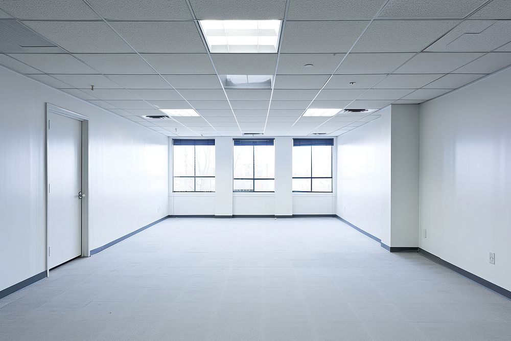 Empty office room floor white architecture.