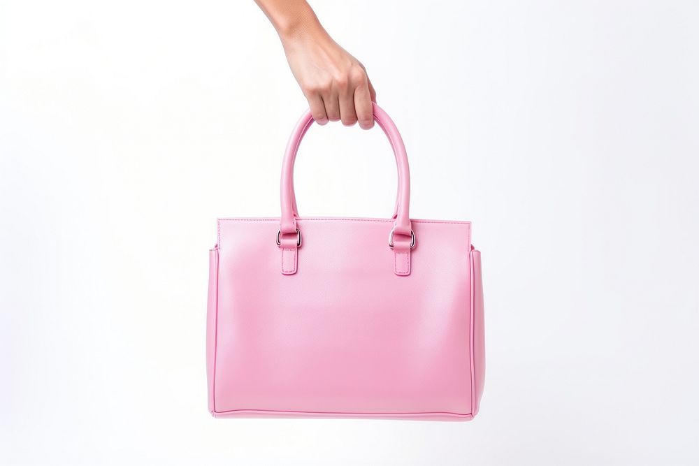 Pink hand bag handbag purse white background.
