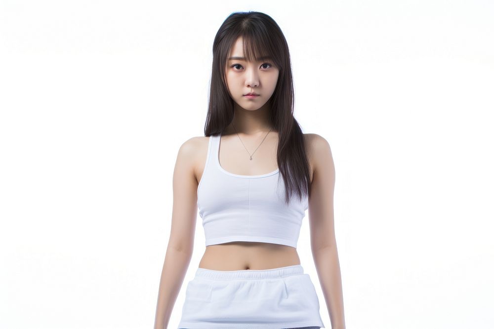 Asian girl adult white white background.