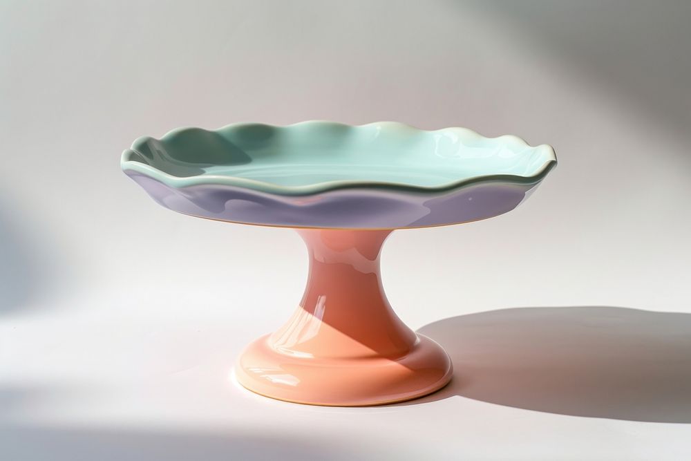 One piece of pastel ceramic pedestal cake plate tableware porcelain furniture.