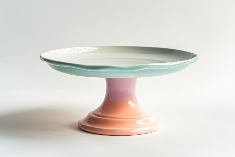 One piece of pastel ceramic pedestal cake plate porcelain table tableware.