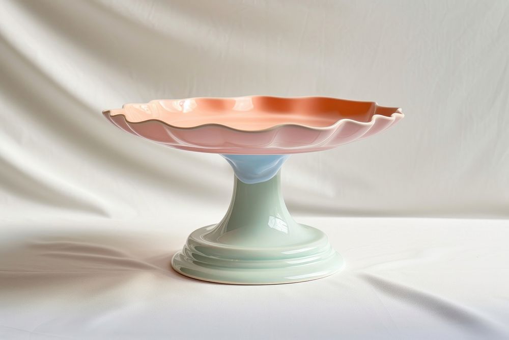 One piece of pastel ceramic pedestal cake plate birdbath porcelain festival.