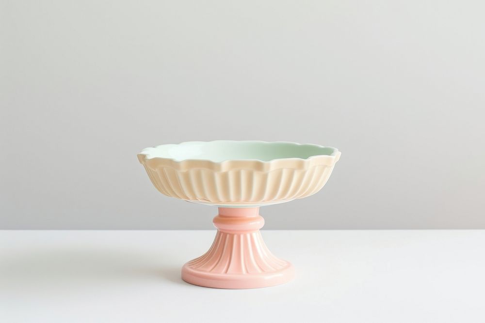 One piece of pastel ceramic pedestal cake plate porcelain bowl tableware.